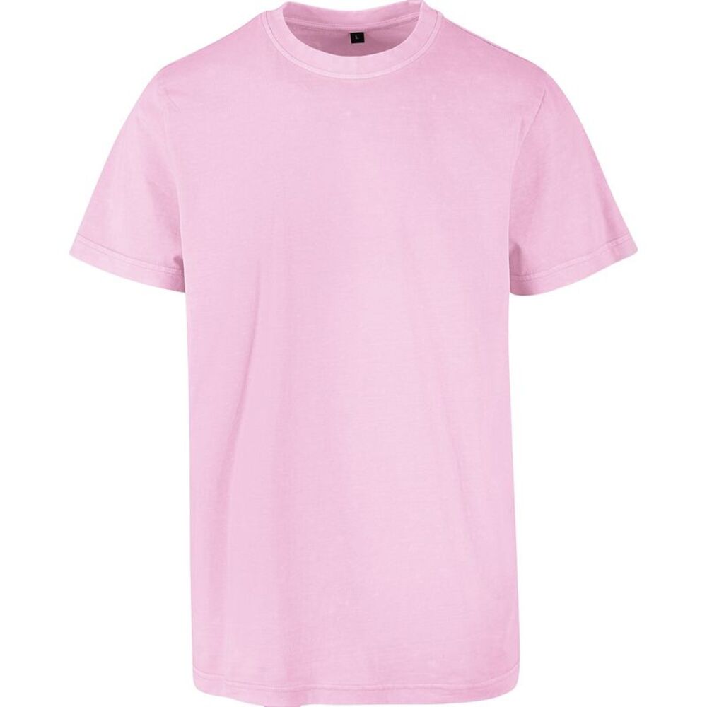 Build Your Brand Mens Acid Wash T-Shirt / Soft Pink